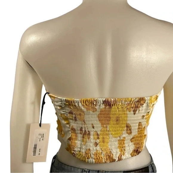 💥HOST PICK💥 ba&sh Naimee Yellow Floral  Strapless Stretch Tube Top Size 8 - Picture 7 of 14